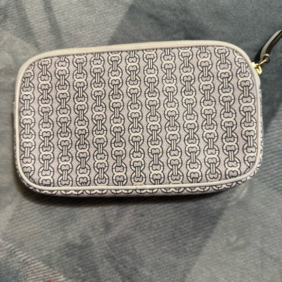 Tory Burch Cream and Brown Floral Wristlet